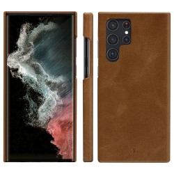 dbramante1928 Lynge - Flip-Hlle fr Mobiltelefon - genarbtes Leder - Hellbraun - fr Samsung Galaxy S22 Ultra
