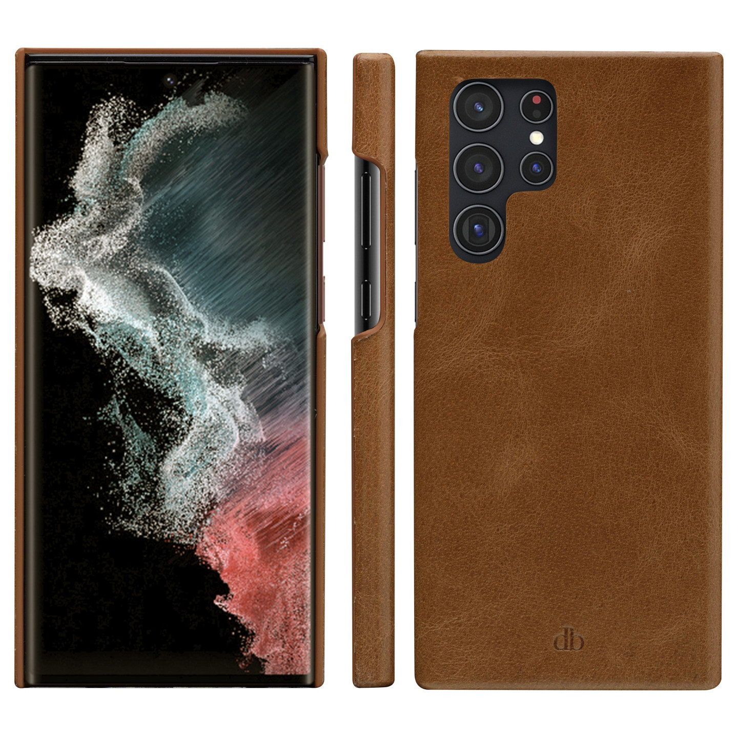 dbramante1928 Lynge - Flip-Hlle fr Mobiltelefon - genarbtes Leder - Hellbraun - fr Samsung Galaxy S22 Ultra