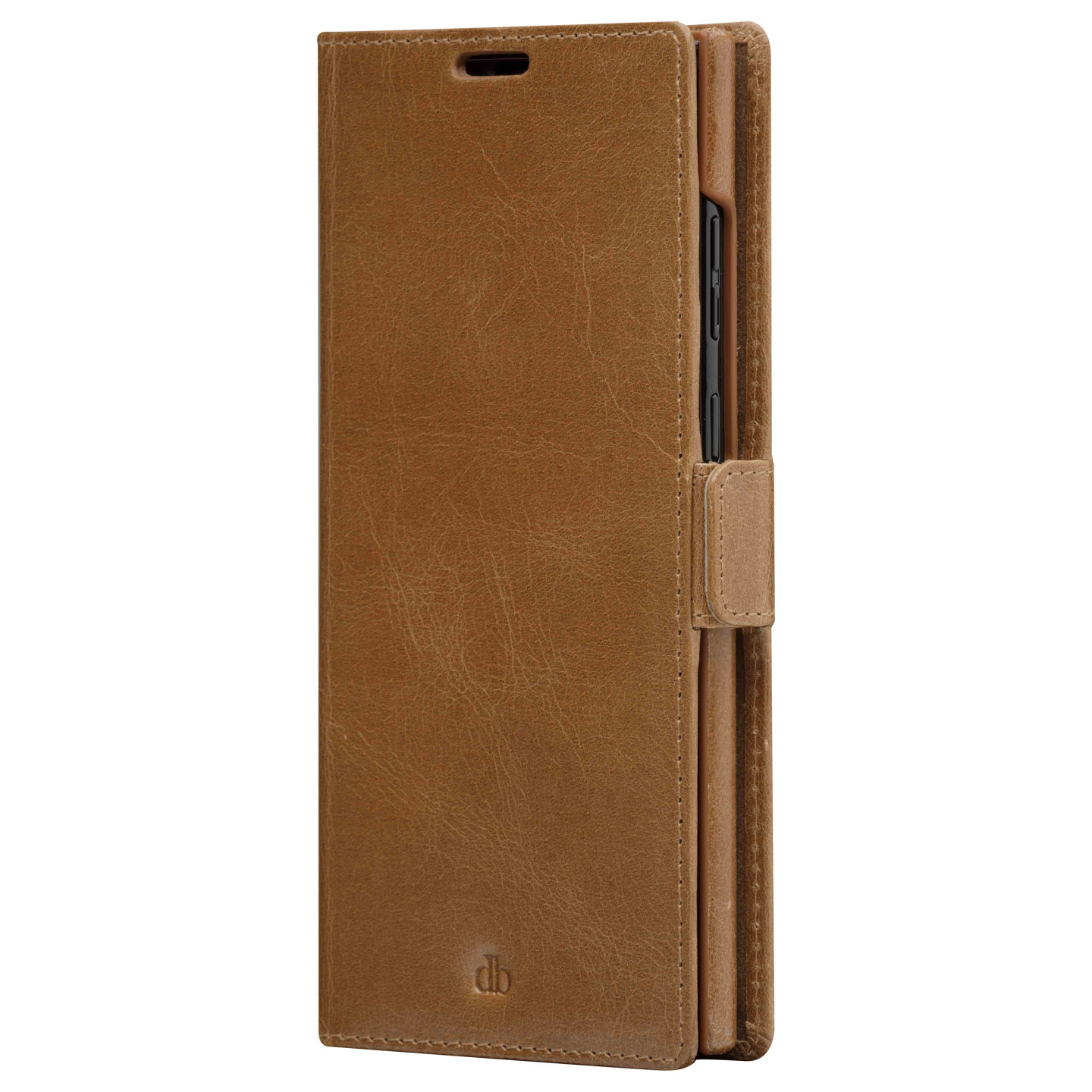 dbramante1928 Lynge - Flip-Hlle fr Mobiltelefon - genarbtes Leder - Hellbraun - fr Samsung Galaxy S22 Ultra