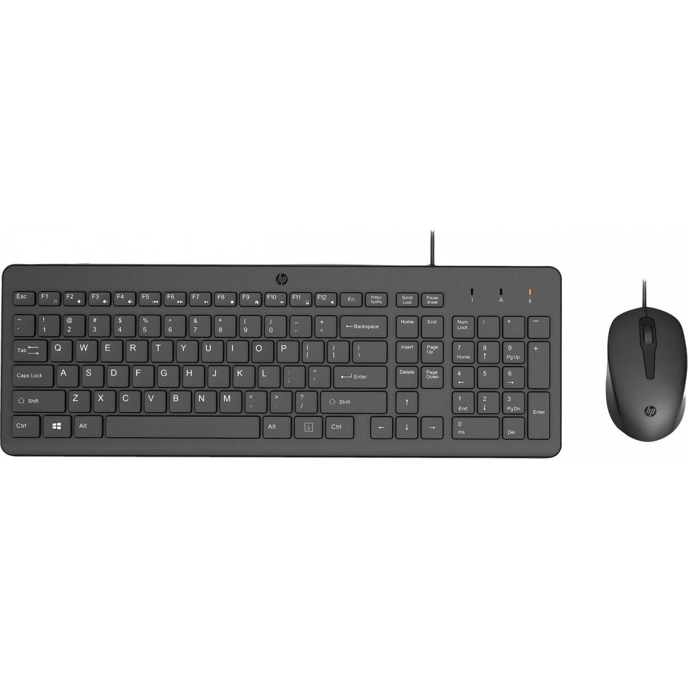 HP 150 Wired Keyboard & Mouse Combo - USB Full-Size Membrane Keyboard, 1600 DPI Optical Mouse, Black