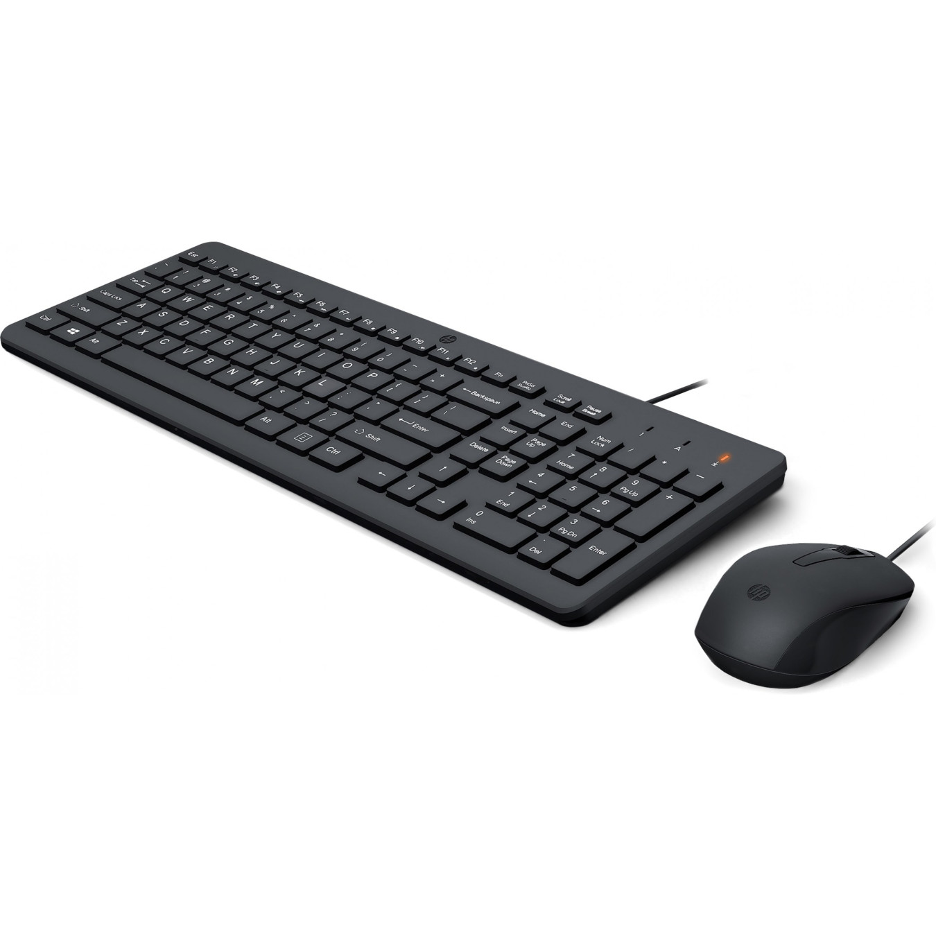 HP 150 Wired Keyboard & Mouse Combo - USB Full-Size Membrane Keyboard, 1600 DPI Optical Mouse, Black
