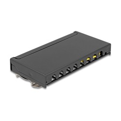Delock Mini Desktop Patchpanel RJ45 Buchse 8 Port Cat.6A geschirmt schwarz - zur Montage an Tisch. Wand oder Hutschiene