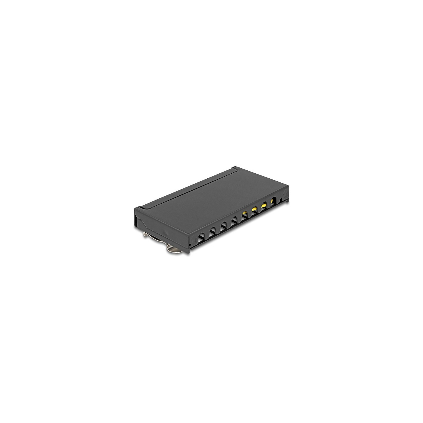 Delock Mini Desktop Patchpanel RJ45 Buchse 8 Port Cat.6A geschirmt schwarz - zur Montage an Tisch. Wand oder Hutschiene