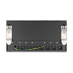 Delock Mini Desktop Patchpanel RJ45 Buchse 8 Port Cat.6A geschirmt schwarz - zur Montage an Tisch. Wand oder Hutschiene