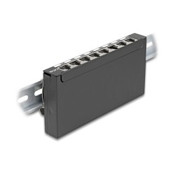 Delock Mini Desktop Patchpanel RJ45 Buchse 8 Port Cat.6A geschirmt schwarz - zur Montage an Tisch. Wand oder Hutschiene