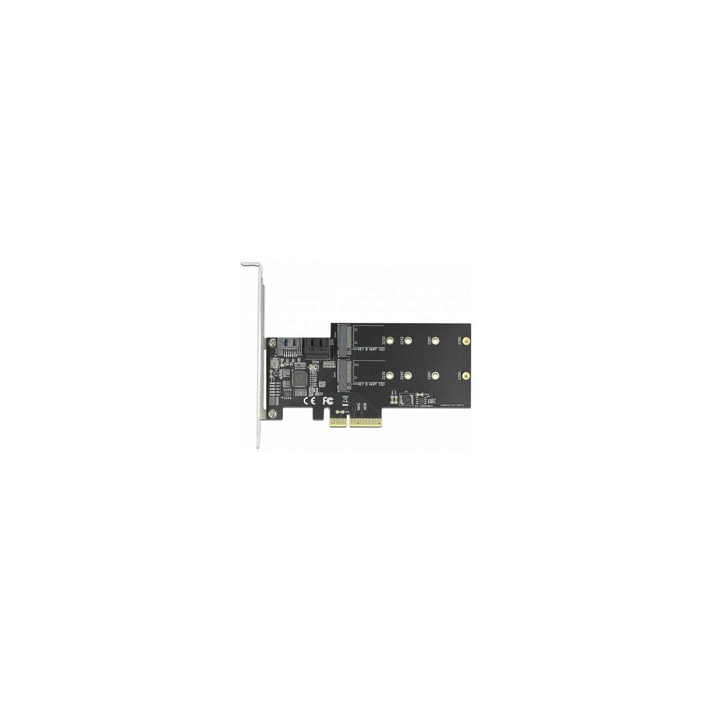 3 Port SATA und 2 Slot M.2 Key B PCI Express x4 Karte - Low Profile Formfaktor — Buy in Cyprus with Fast Delivery
