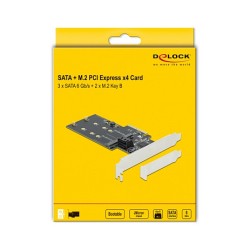 3 Port SATA und 2 Slot M.2 Key B PCI Express x4 Karte - Low Profile Formfaktor — Buy in Cyprus with Fast Delivery