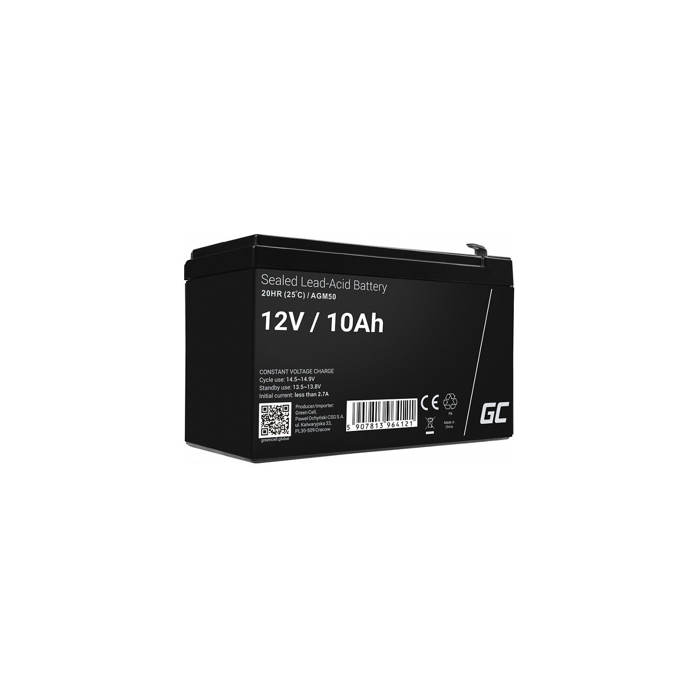 Green Cell AGM50 Replacement Battery - 12V 10Ah VRLA AGM | Armenius Store