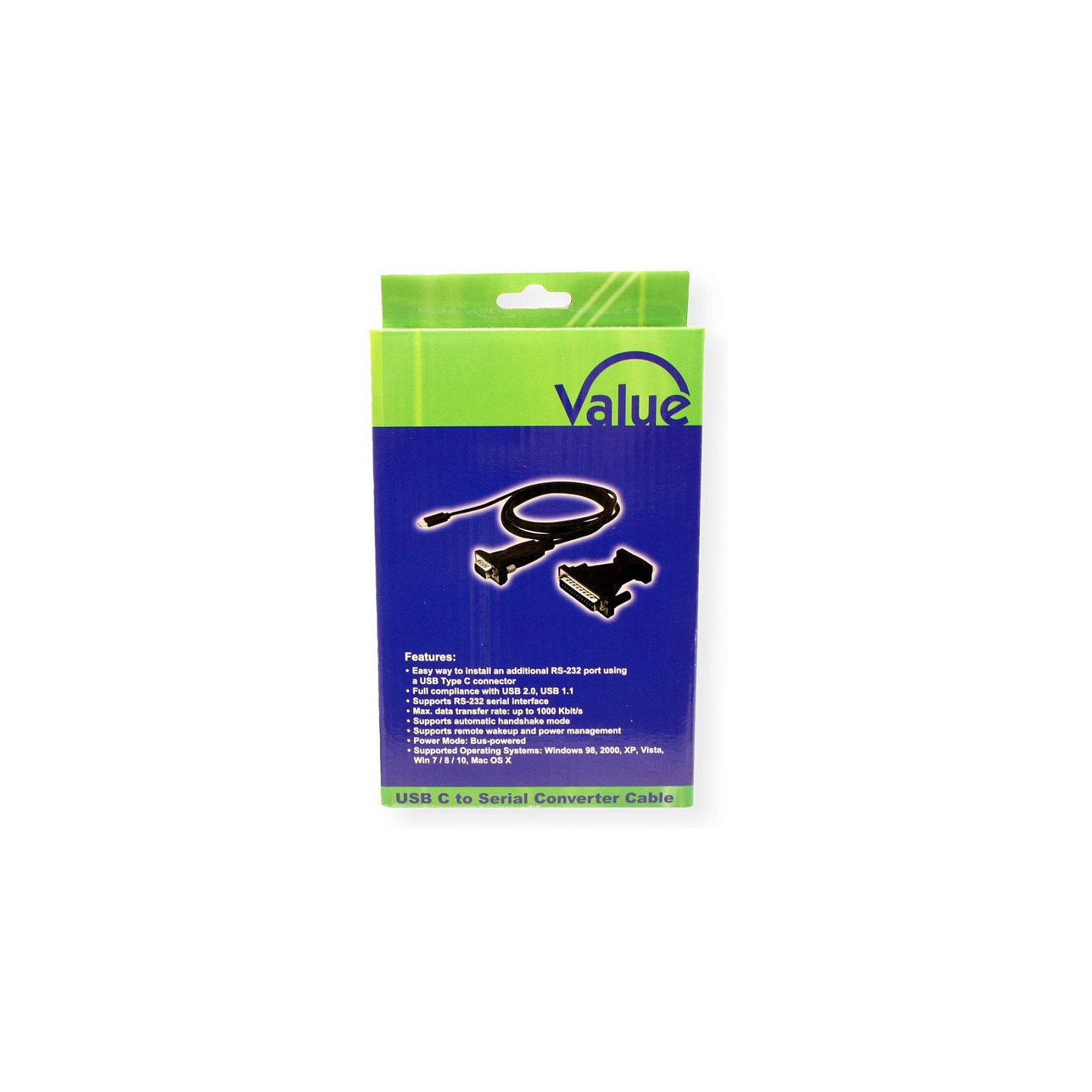 VALUE USB - Seriell Konverter-Kabel Typ C - RS232 schwarz 1.8m — Buy in Cyprus with Fast Delivery
