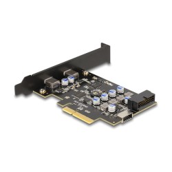 PCI Express x4 Karte zu 2 x extern USB Type-CTM + 1 x intern USB 10 Gbps Typ-E Key A und 1 x 19 Pin Pfostenstecker - ...