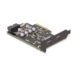 PCI Express x4 Karte zu 2 x extern USB Type-CTM + 1 x intern USB 10 Gbps Typ-E Key A und 1 x 19 Pin Pfostenstecker - ...