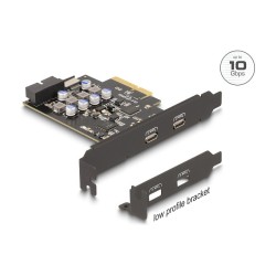 PCI Express x4 Karte zu 2 x extern USB Type-CTM + 1 x intern USB 10 Gbps Typ-E Key A und 1 x 19 Pin Pfostenstecker - ...