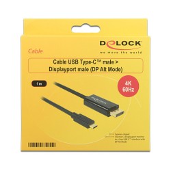 DeLock DisplayPort 1.2 to USB-C (ST-ST) 1m Adapterkabel 4K 60Hz Schwarz — Buy in Cyprus with Fast Delivery