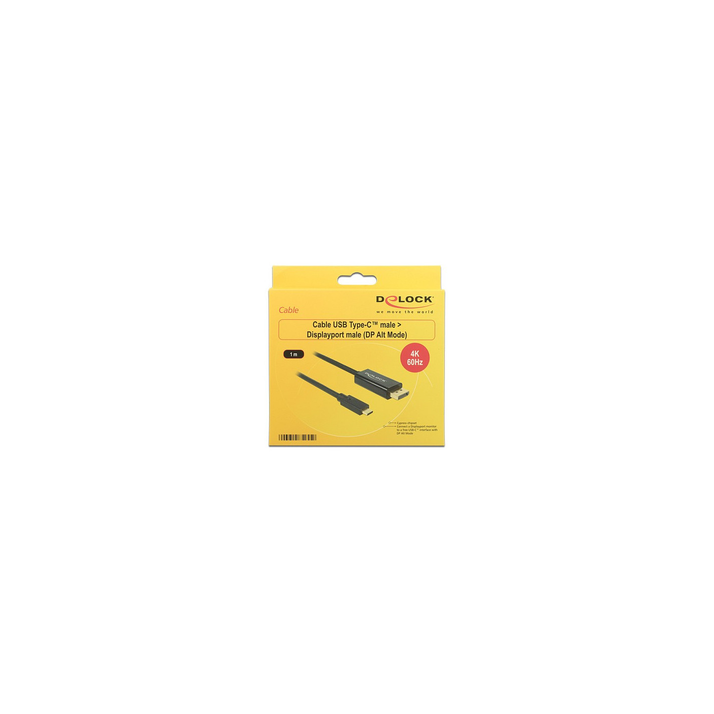 DeLock DisplayPort 1.2 to USB-C (ST-ST) 1m Adapterkabel 4K 60Hz Schwarz — Buy in Cyprus with Fast Delivery