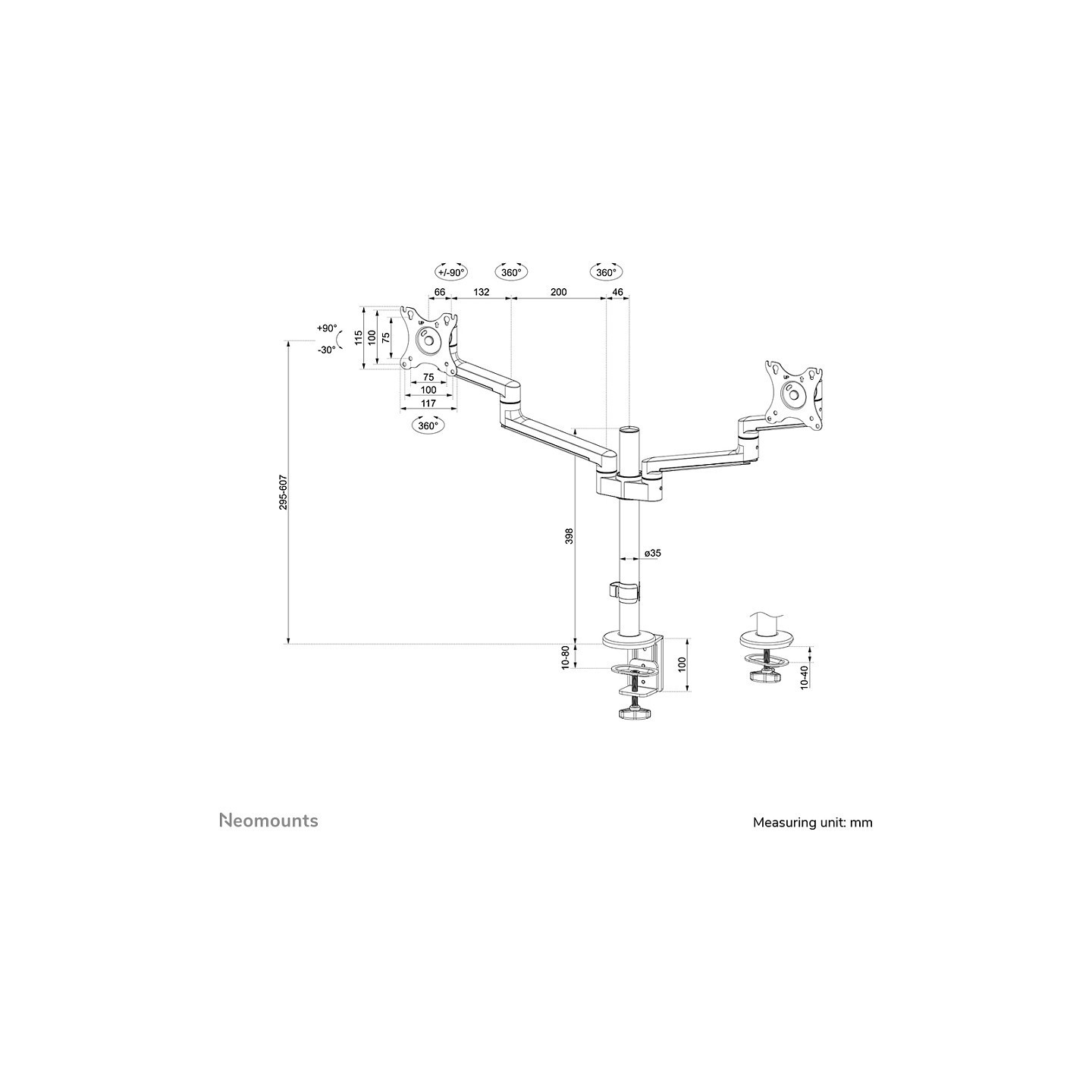 Neomounts DS60-425BL2 Tischhalterung für 17-27' Bildschirme - Schwarz — Buy in Cyprus with Fast Delivery