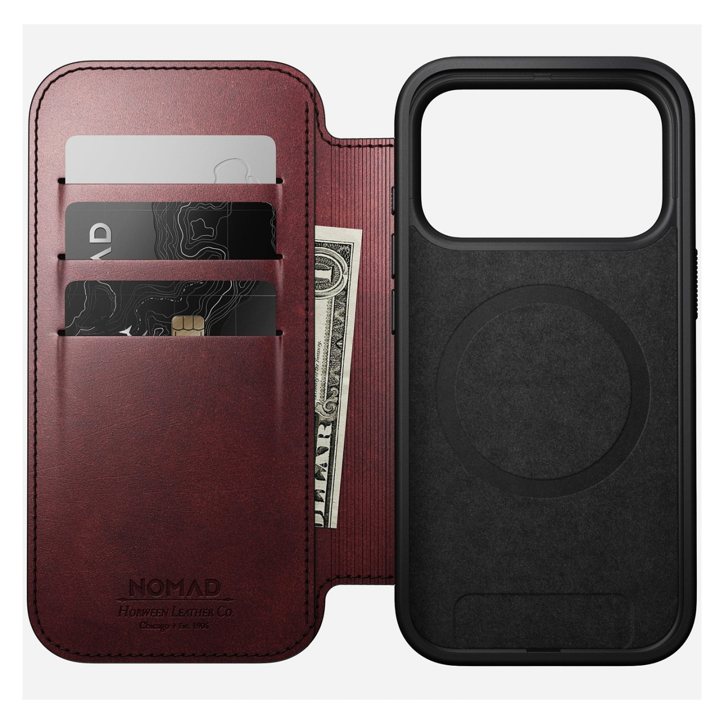 Nomad Modern Leather Folio iPhone 17 Pro Burgundy Horween — Buy in Cyprus with Fast Delivery
