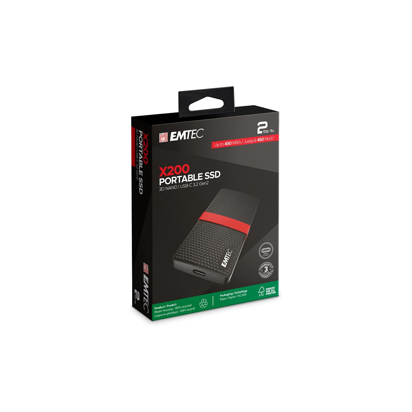 2TB Emtec SSD 3.2Gen1 X200 Portable retail — Buy in Cyprus with Fast Delivery