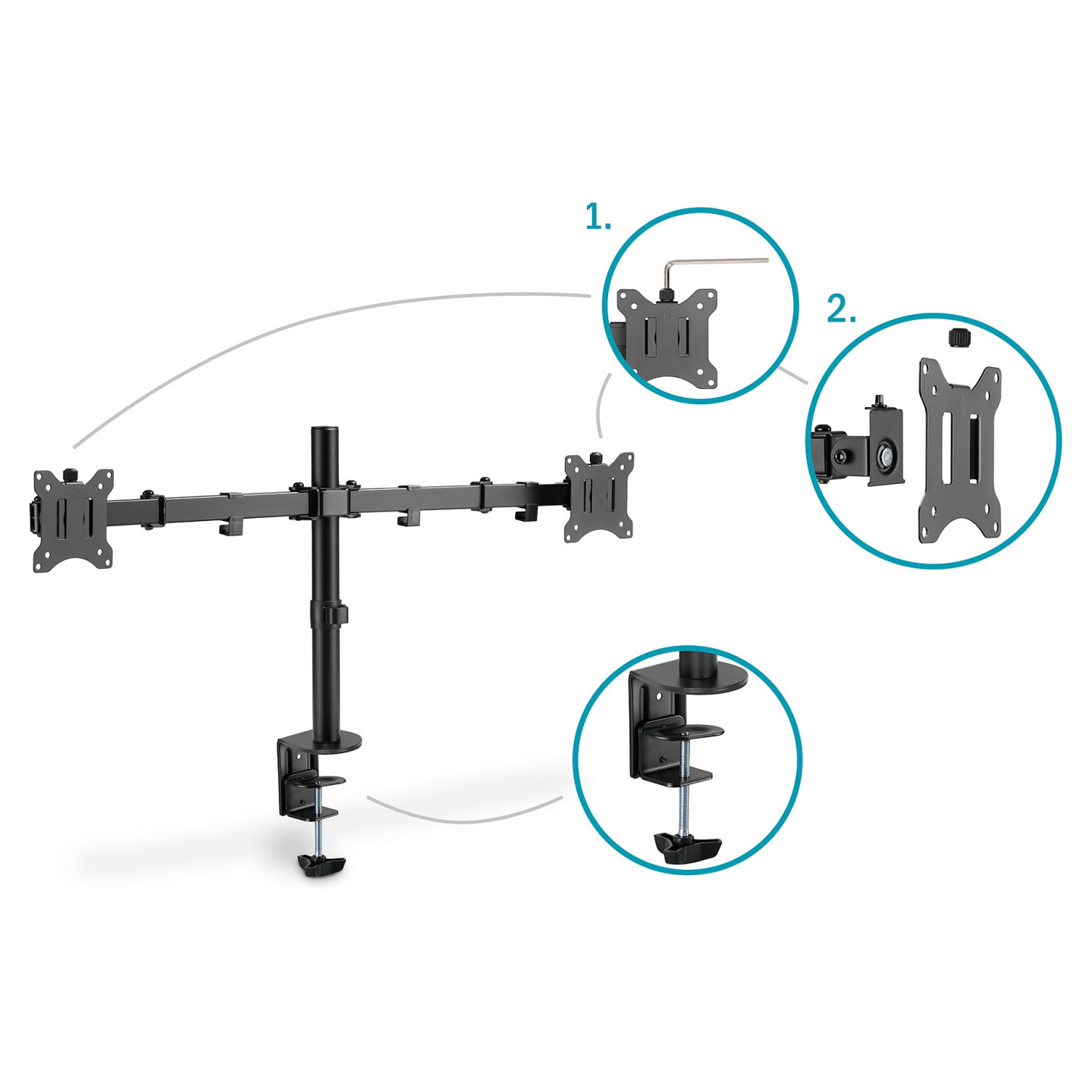 DIGITUS DA-90400 Tischhalterung für 2 Monitore bis 32' 8KG — Buy in Cyprus with Fast Delivery