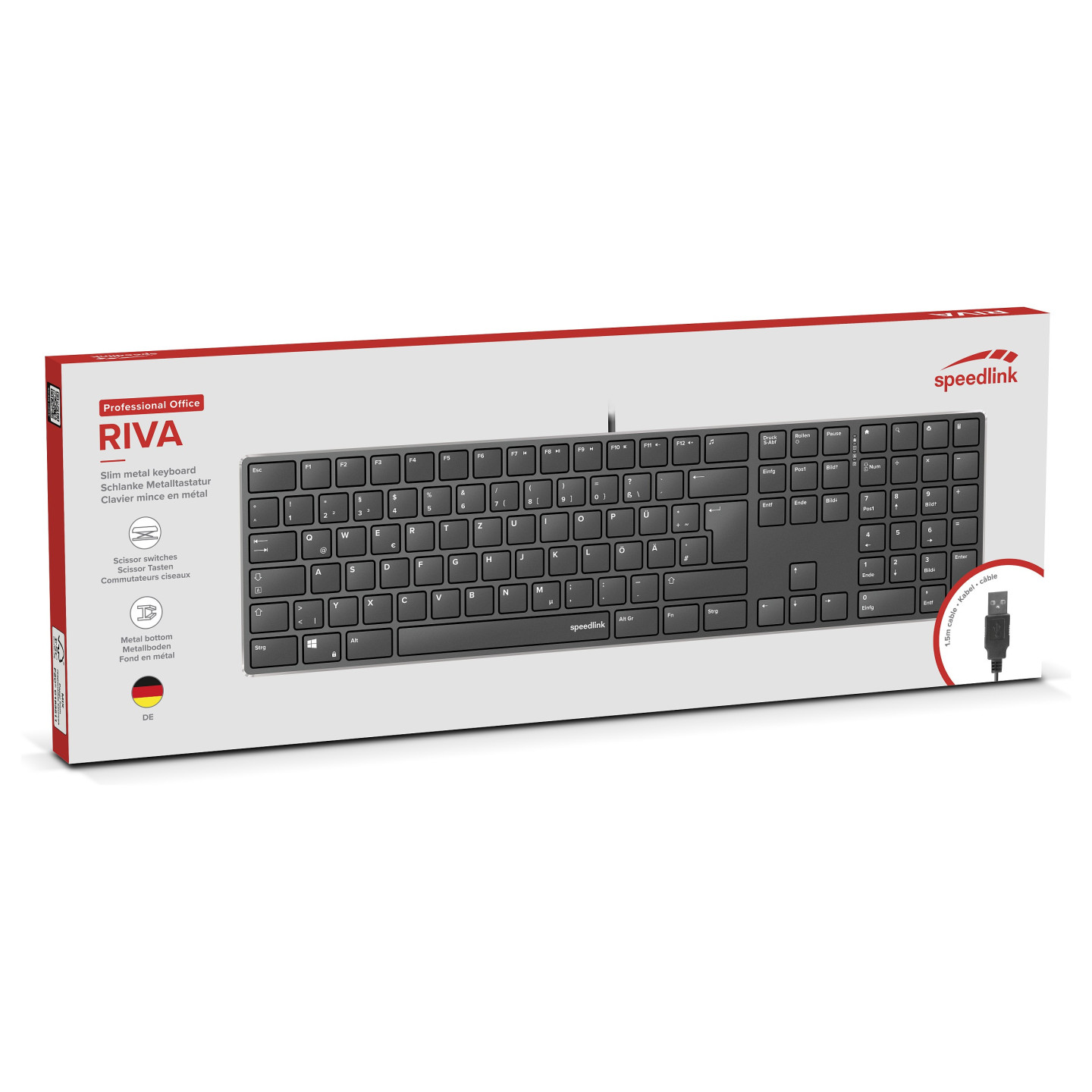 Speedlink Tastatur RIVA Slim Metal Scissor. schwarz retail — Buy in Cyprus with Fast Delivery
