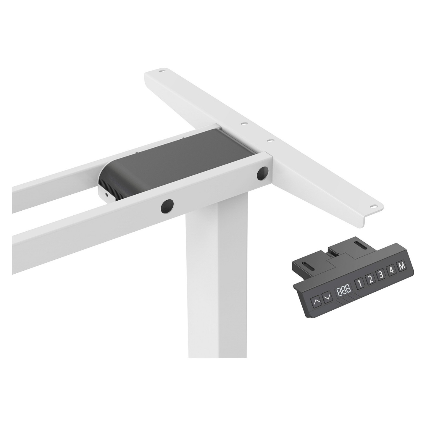 DIGITUS Elektrisch höhenverstellbares Tischgestell. 90° L-Form. Triple-Motor. 2-Stufen. Weiß