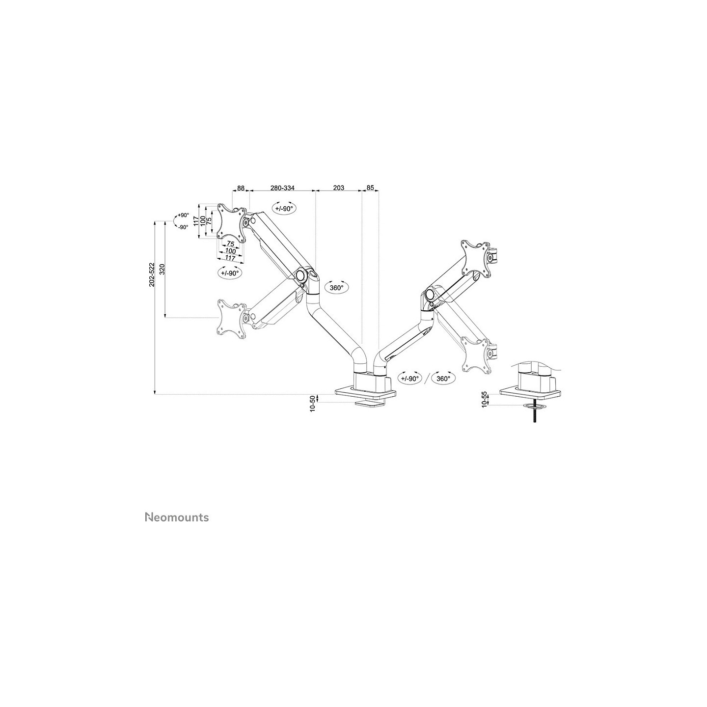 Neomounts DS70S-950BL2 vollbewegliche Tischhalterung für 17-35' Bildschirme - Schwarz — Buy in Cyprus with Fast Delivery