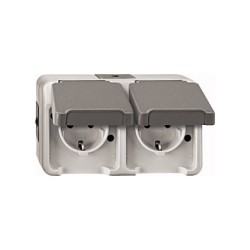 MERTEN MEG2321-8029 SCHUKO-Doppel-Steckdose. lichtgrau waagerecht — Buy in Cyprus with Fast Delivery
