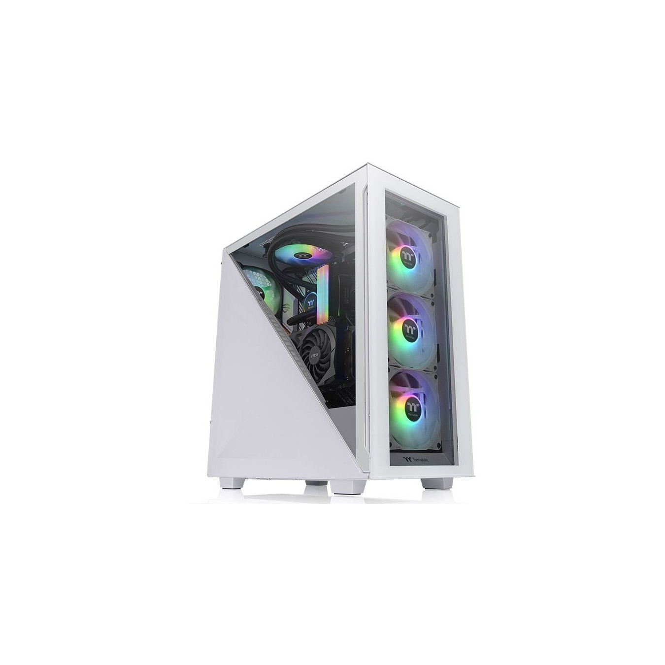 Thermaltake Divider 300 TG Snow ARGB - Mid Tower PC Case, White, Tempered Glass, ARGB, ATX/mATX/Mini-ITX