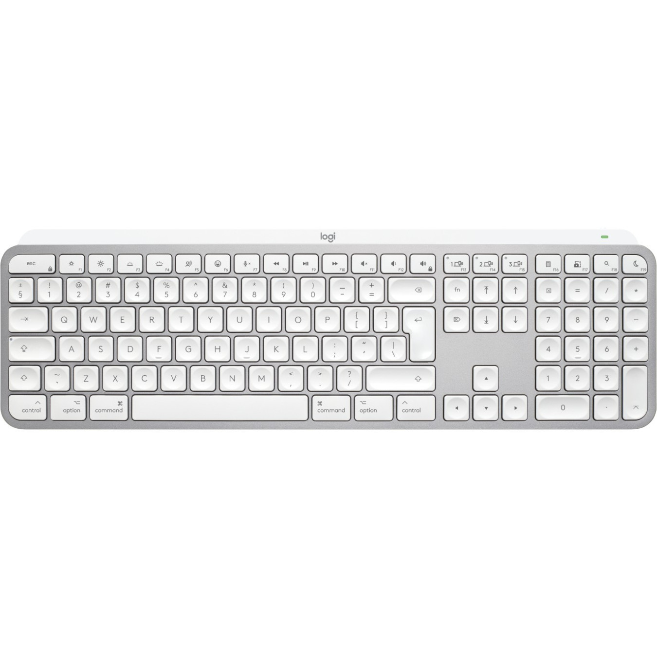 Logitech MX Keys S for Mac - MX Keys S - Wireless White Backlit Aluminium Full-Size Keyboard (Bluetooth + 2.4 GHz)