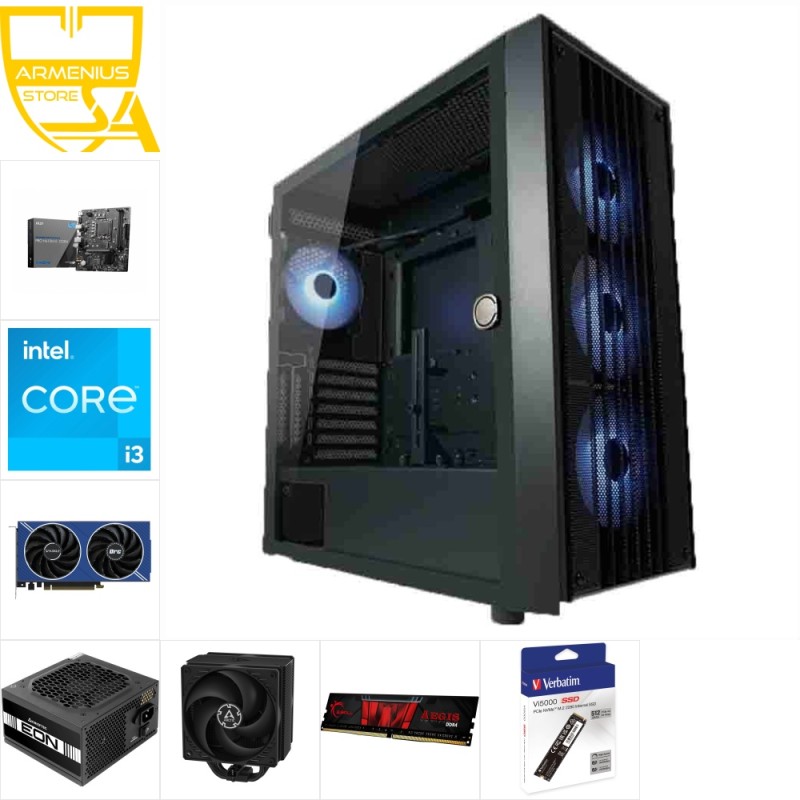 Custom 1080p Gaming PC - Core i3-12100F, Intel Arc A580 8GB, 16GB DDR4, 512GB NVMe — Buy in Cyprus with Fast Delivery