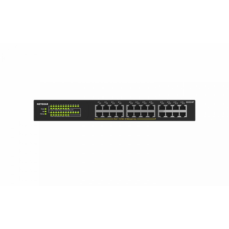 Buy NETGEAR GS324P-100EUS - 24-Port Gigabit Unmanaged PoE+ Switch, Black, 1U Rac... in Cyprus, Nicosia, Limassol, Larnaka, Pafos