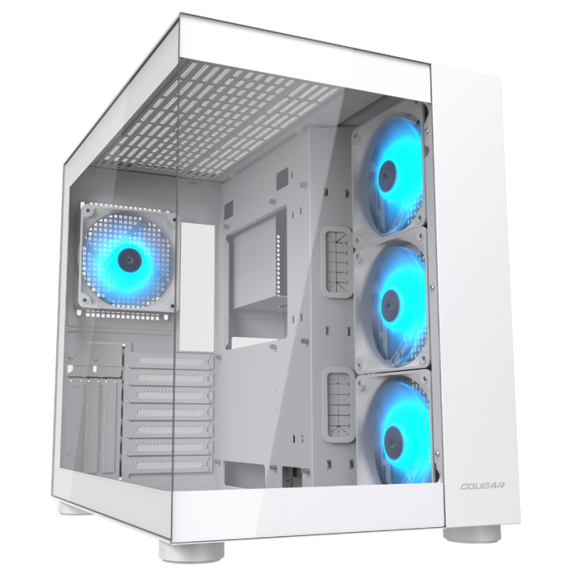 Cougar FV150 RGB White - Mid Tower ATX PC Case - Dual Chamber 400mm GPU - 4 ARGB Fans (Boxed)