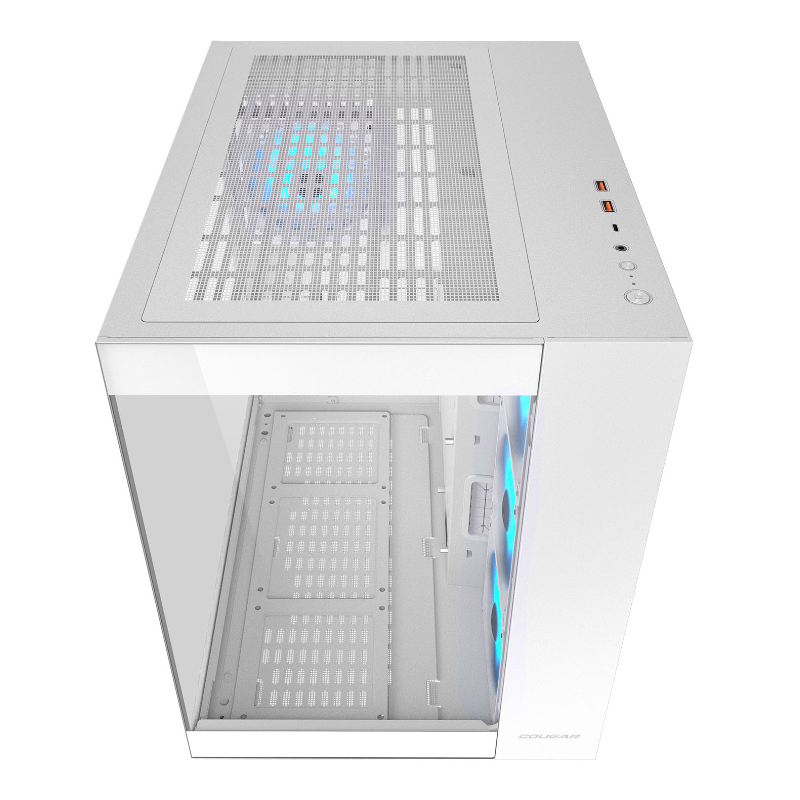 Cougar FV150 RGB White - Mid Tower ATX PC Case - Dual Chamber 400mm GPU - 4 ARGB Fans (Boxed)
