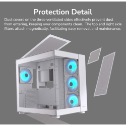 Cougar FV150 RGB White - Mid Tower ATX PC Case - Dual Chamber 400mm GPU - 4 ARGB Fans (Boxed)