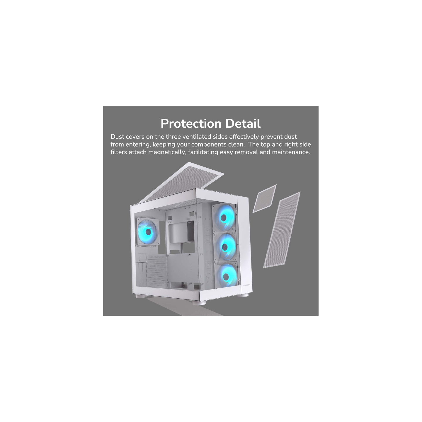 Cougar FV150 RGB White - Mid Tower ATX PC Case - Dual Chamber 400mm GPU - 4 ARGB Fans (Boxed)