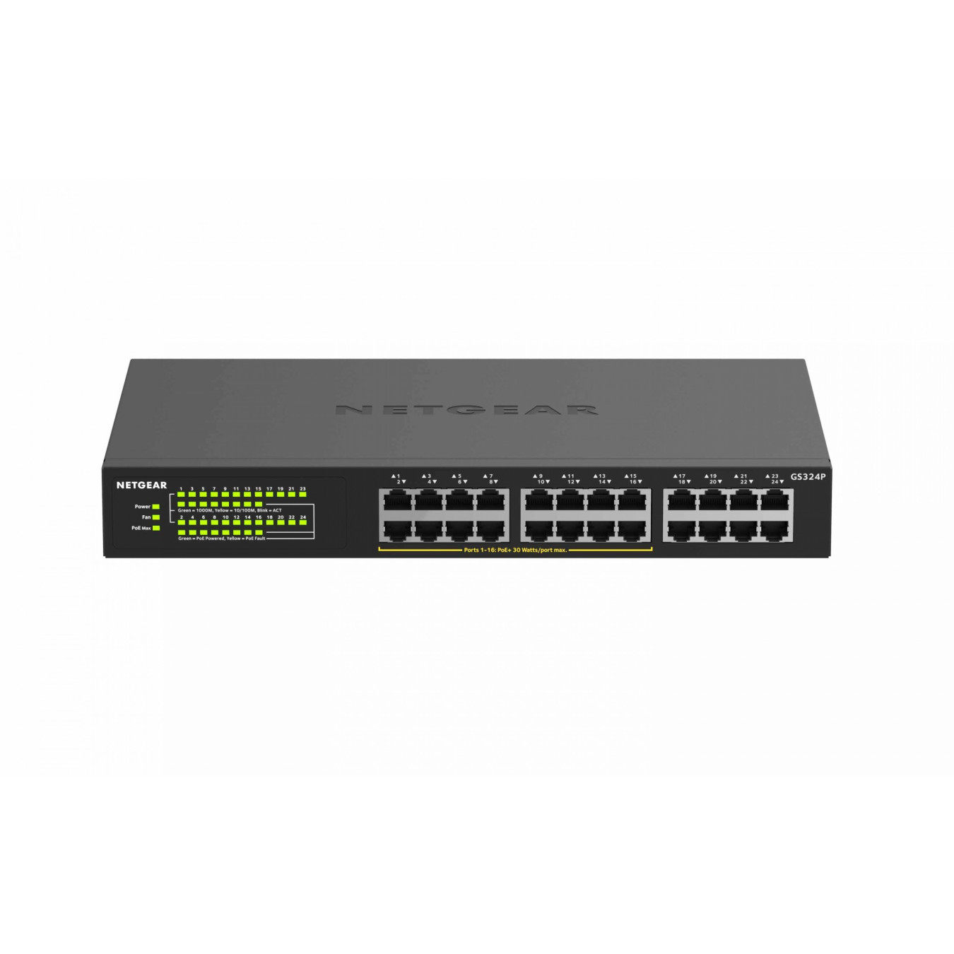 NETGEAR GS324P-100EUS - 24-Port Gigabit Unmanaged PoE+ Switch, Black, 1U Rackmount — Buy in Cyprus with Fast Delivery