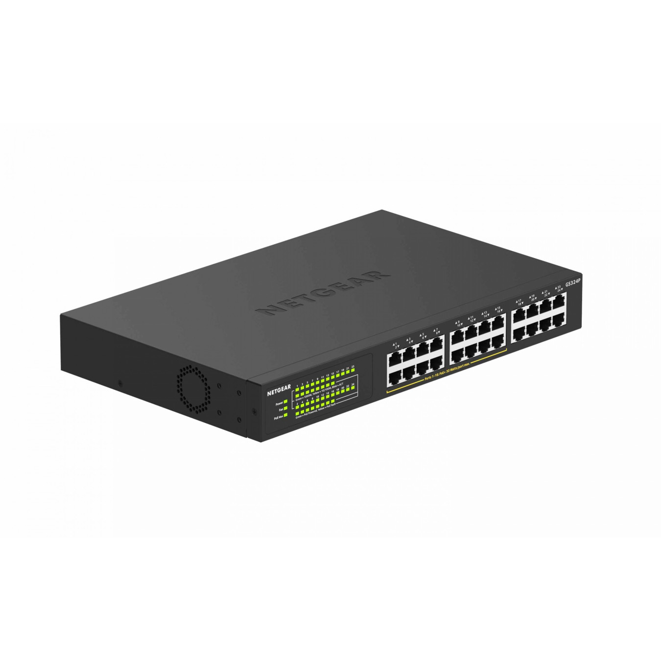NETGEAR GS324P-100EUS - 24-Port Gigabit Unmanaged PoE+ Switch, Black, 1U Rackmount — Buy in Cyprus with Fast Delivery