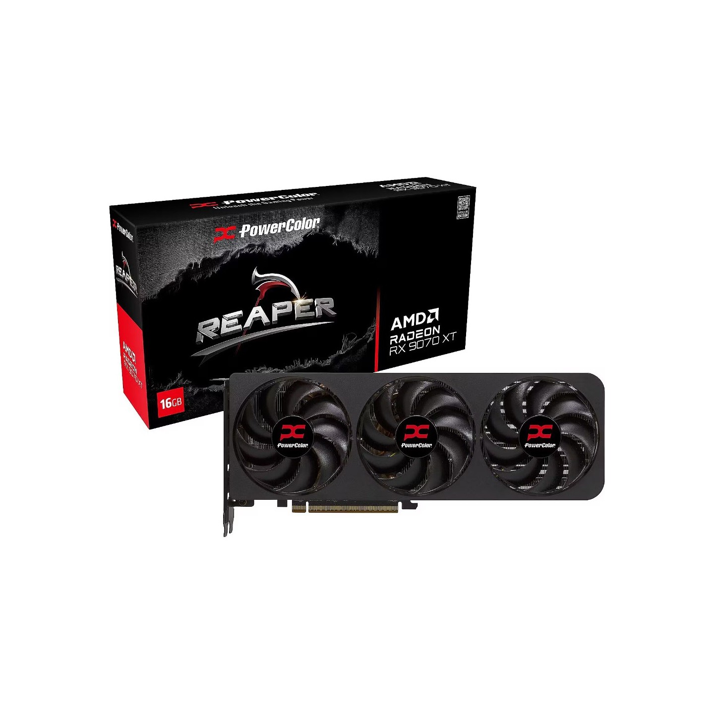 PowerColor Radeon Reaper RX 9070 XT - Black, 16GB GDDR6, 2970MHz Boost, PCIe 5.0 x16 (Boxed)