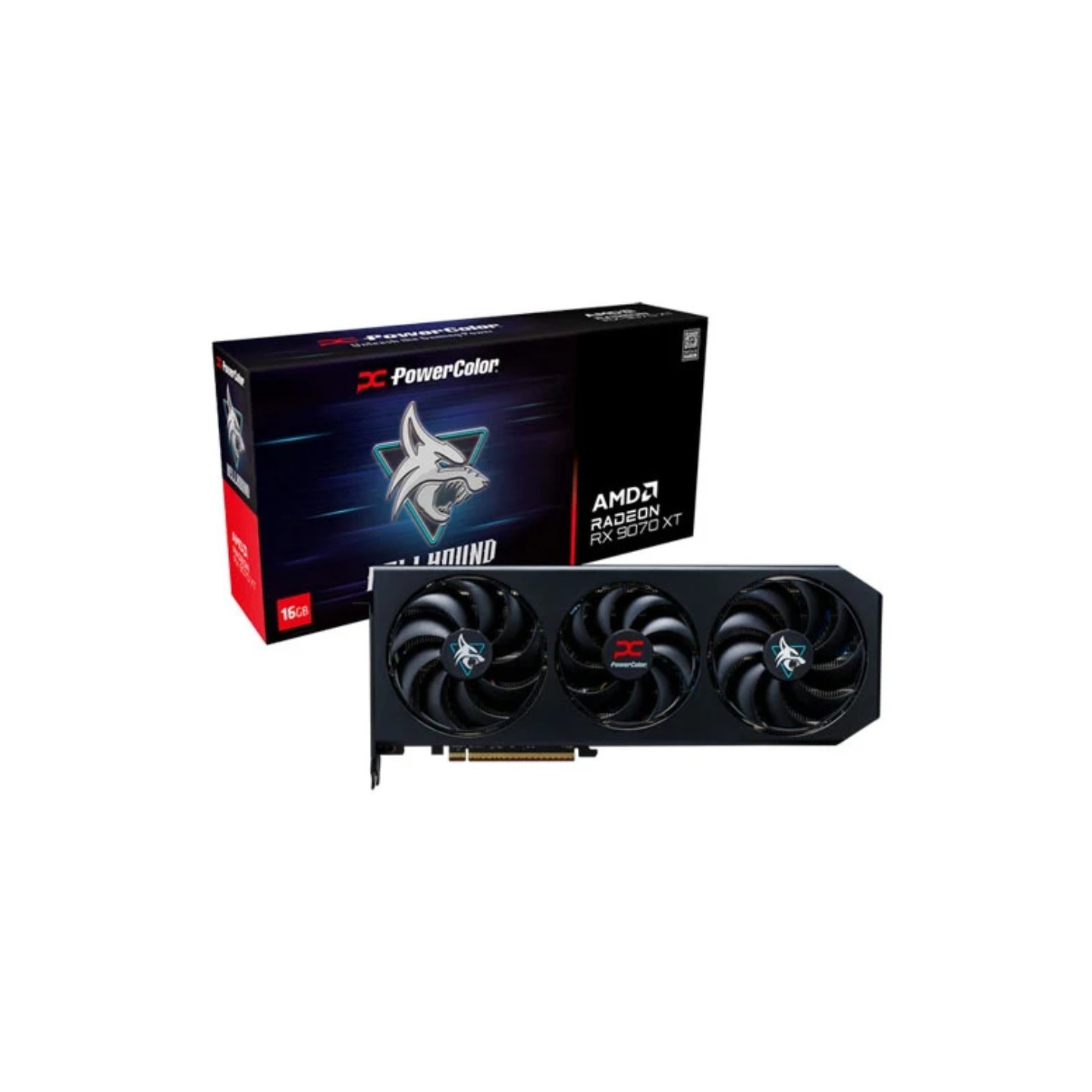 PowerColor Hellhound Radeon RX 9070 XT 16GB GDDR6 - PCIe 5.0 x16 RDNA 4 - RX9070XT 16G-L/OC (Boxed)