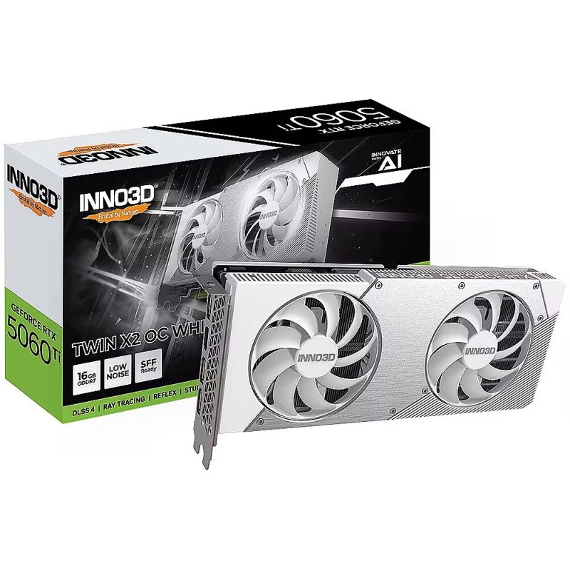 INNO3D GeForce RTX 5060 Ti TWIN X2 OC - White - 16GB GDDR7 - Boost 2602 MHz — Buy in Cyprus with Fast Delivery