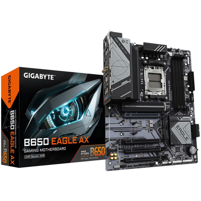 Gigabyte GA-B650 EAGLE AX - AM5 ATX Motherboard, DDR5, 4x DIMM (256GB), Wi-Fi 6E, 3x M.2, 4x SATA, Bluetooth 5.3 (Boxed)