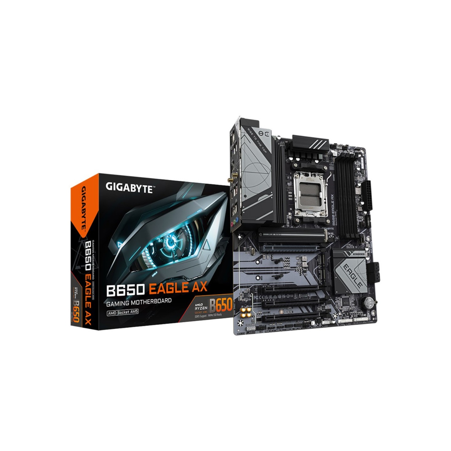 Gigabyte GA-B650 EAGLE AX - AM5 ATX Motherboard, DDR5, 4x DIMM (256GB), Wi-Fi 6E, 3x M.2, 4x SATA, Bluetooth 5.3 (Boxed)