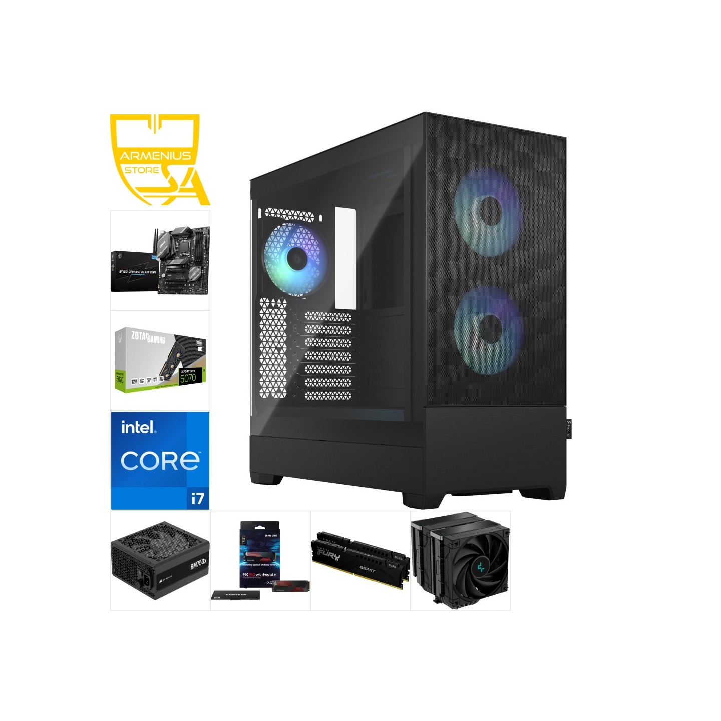 Custom High performance PC - Intel Core i7-14700F, GeForce RTX 5070 12GB, 64GB DDR5, 2TB NVMe