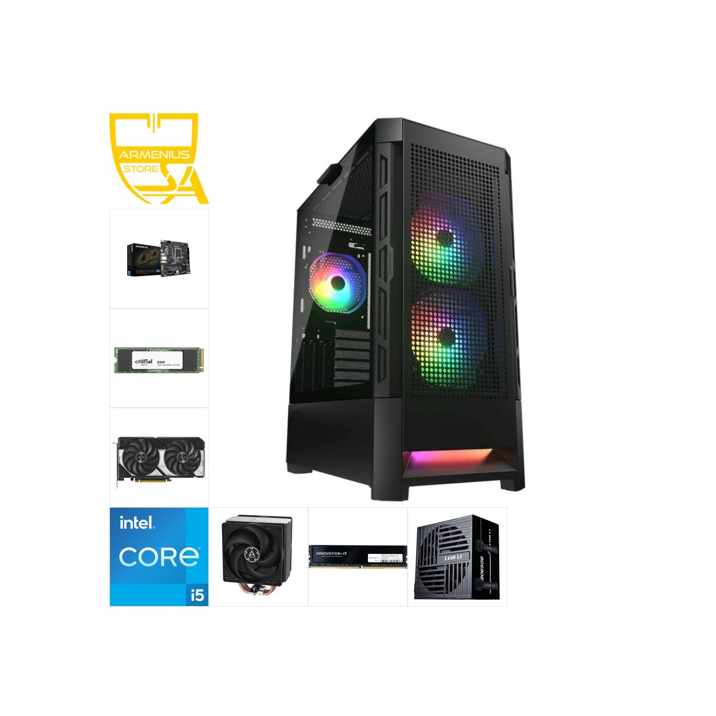 Custom Gaming PC - i5-12400F, RTX 5060, 32GB DDR4, 1TB NVMe | Balanced 1080p/1440p — Armenius Store Cyprus