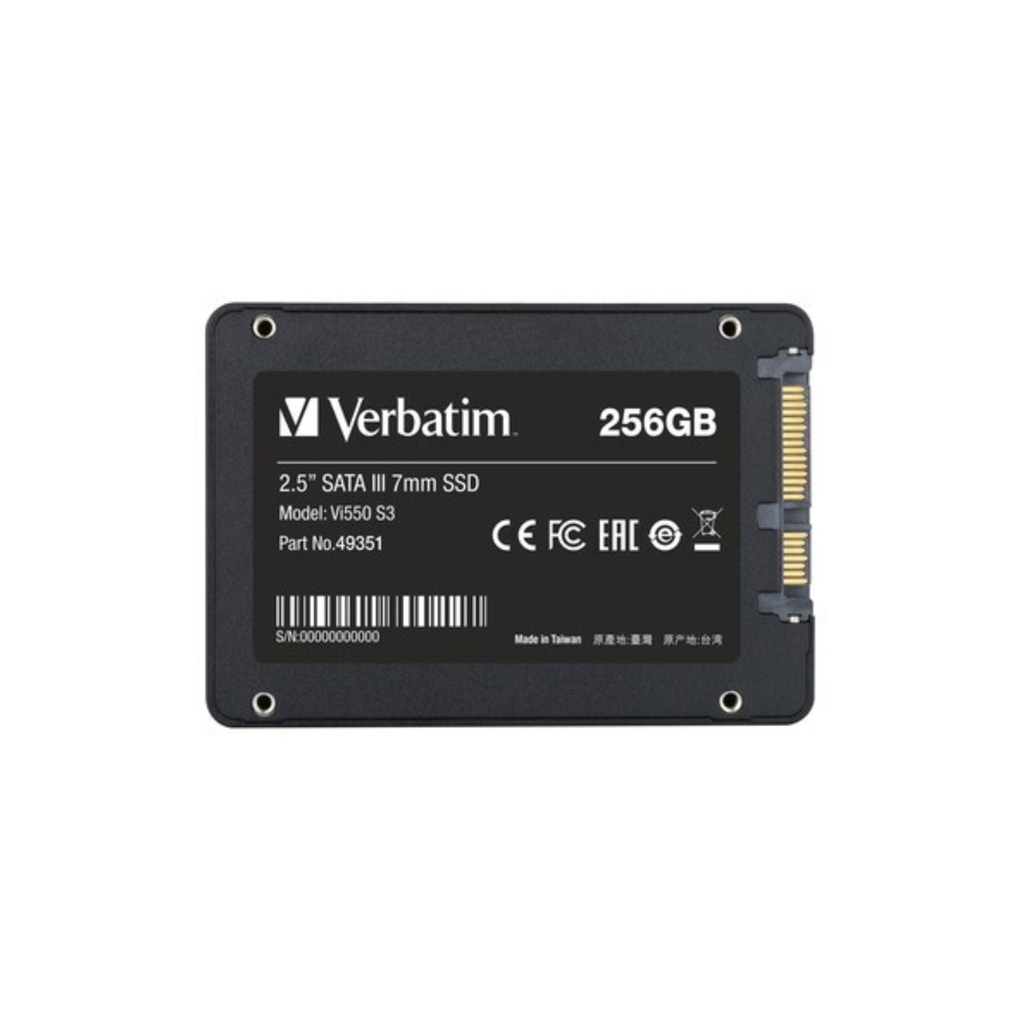 Verbatim Vi550 S3 256GB 2.5" SATA III Internal SSD - 520/460 MB/s - 49351 (Boxed) — Buy in Cyprus with Fast Delivery