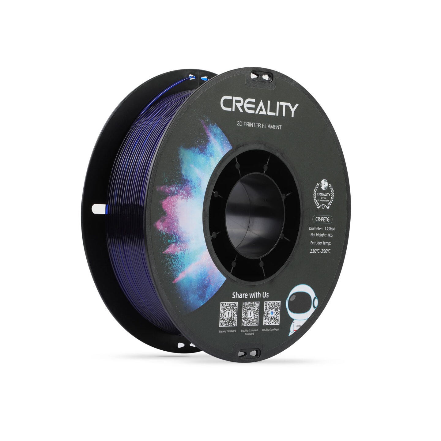 Buy Creality CR-PETG Transparent Blue 3D Printer Filament, Hard Glossy, Tensile Str. 49MPA, 1 kg Spool1. in Cyprus, Nicosia, Lim