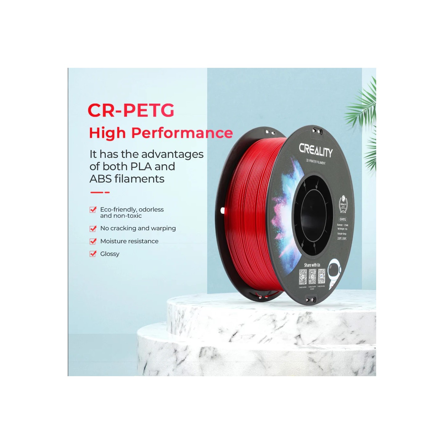 Buy Creality CR-PETG Green 3D Printer Filament, Hard Glossy, Tensile Str. 49MPA, 1 kg Spool1.76 in Cyprus, Nicosia, Limassol, La