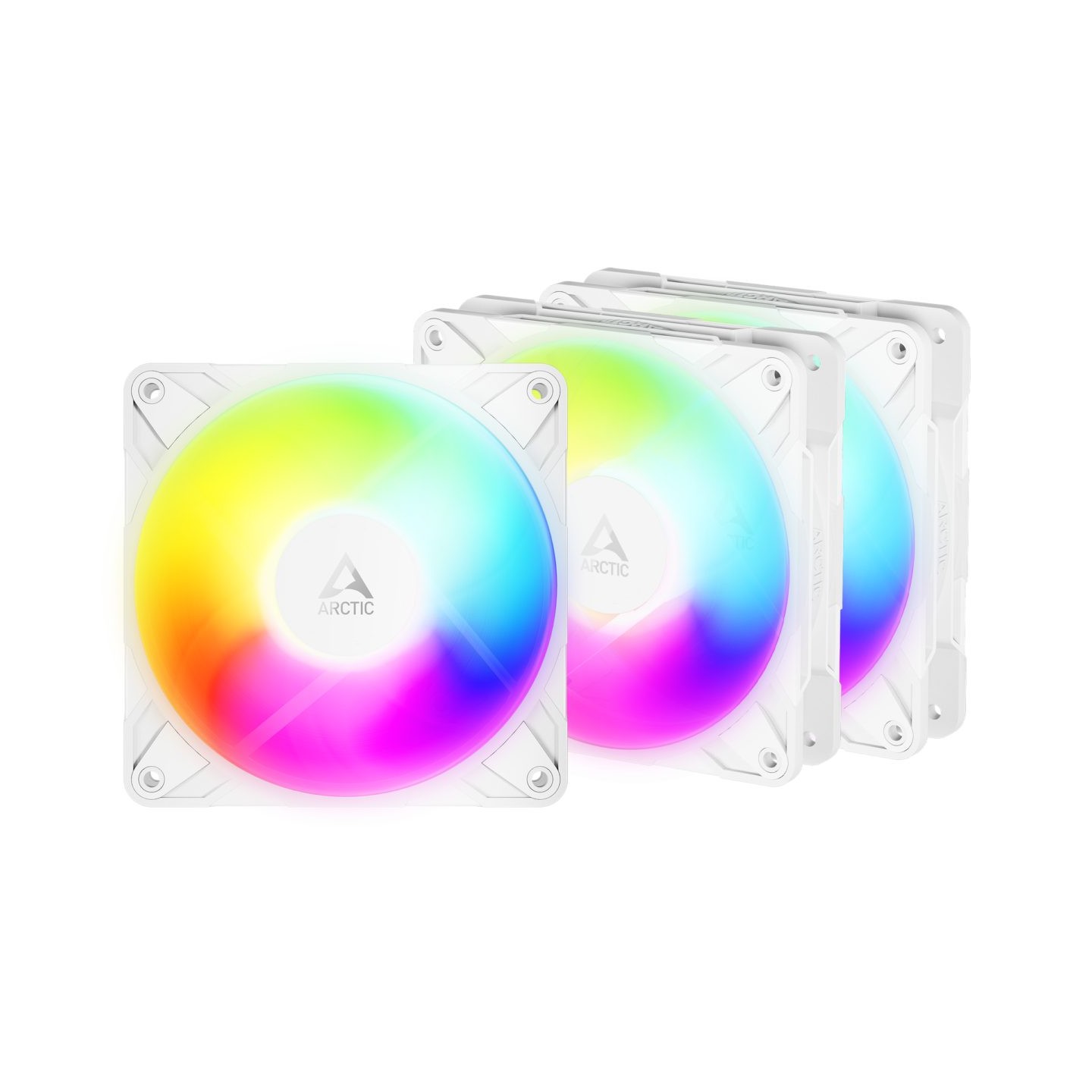ARCTIC P12 Pro Reverse A-RGB White 3-Pack | 120mm Reverse Blade PWM Case Fans — Armenius Store Cyprus