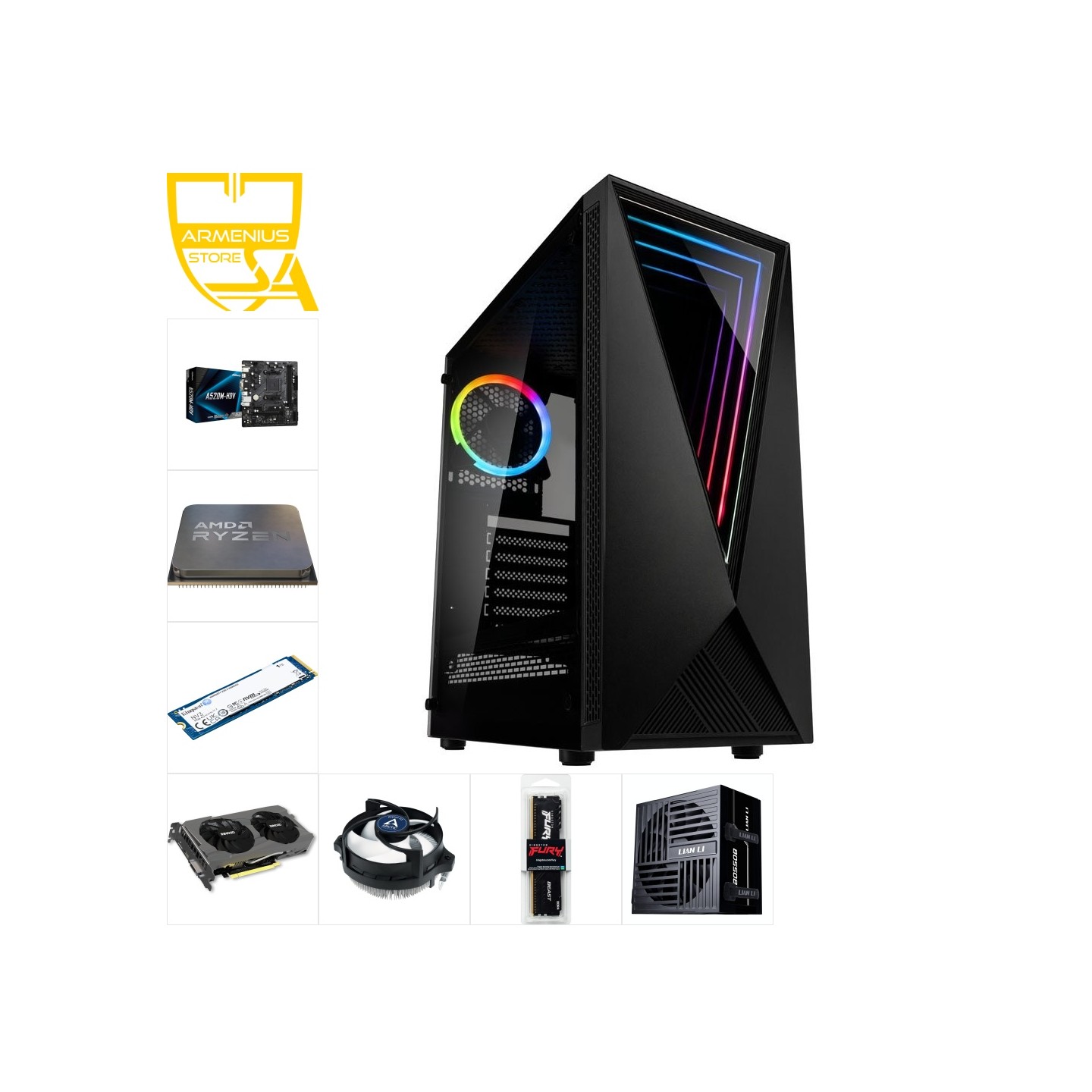 Custom 1080p Gaming PC - Ryzen 5 5500, RTX 3050, 32GB DDR4, 1TB NVMe — Buy in Cyprus with Fast Delivery