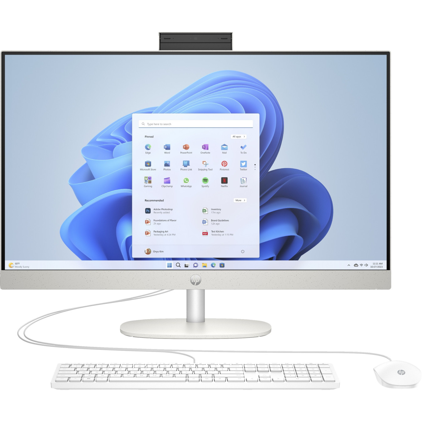 HP All-in-One 27-cr0005ng - 27" FHD IPS, AMD Ryzen 3 7320U 2.4/4.1GHz, 8GB LPDDR5, 512GB SSD, White