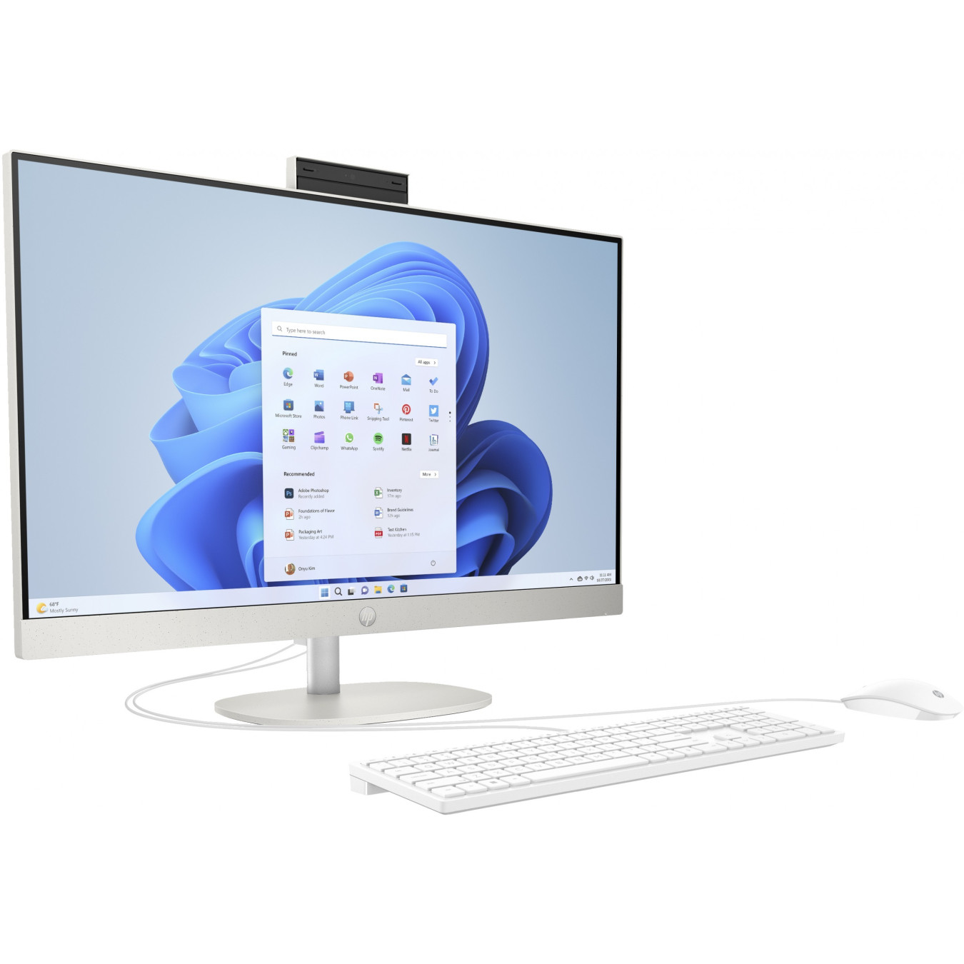 HP All-in-One 27-cr0005ng - 27" FHD IPS, AMD Ryzen 3 7320U 2.4/4.1GHz, 8GB LPDDR5, 512GB SSD, White